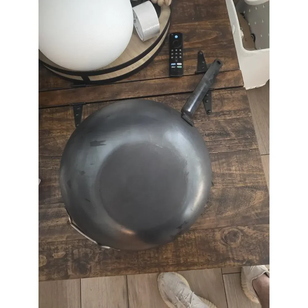 de Buyer - Blue Carbon Steel Wok Pan 2mm Thick 12.5” Diameter, - Made in France